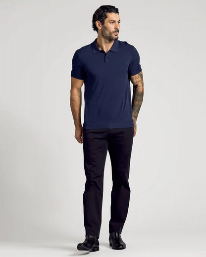 Navy Short Sleeve Sweater Polo