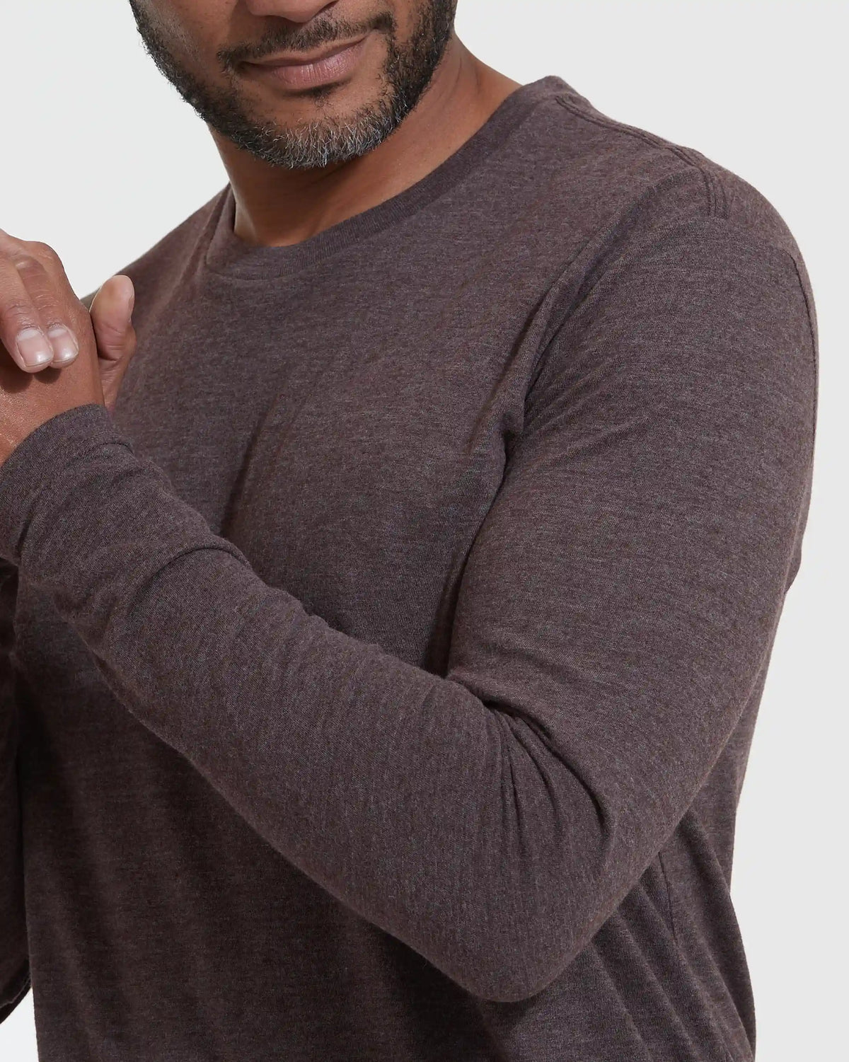 Heather Dark Oak Classic Long Sleeve Crew Neck