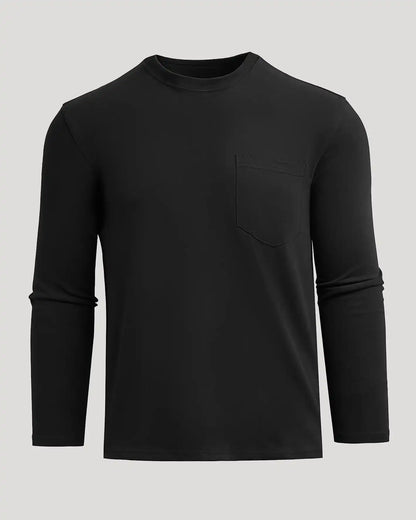 Black Heavyweight Long Sleeve Pocket Crew