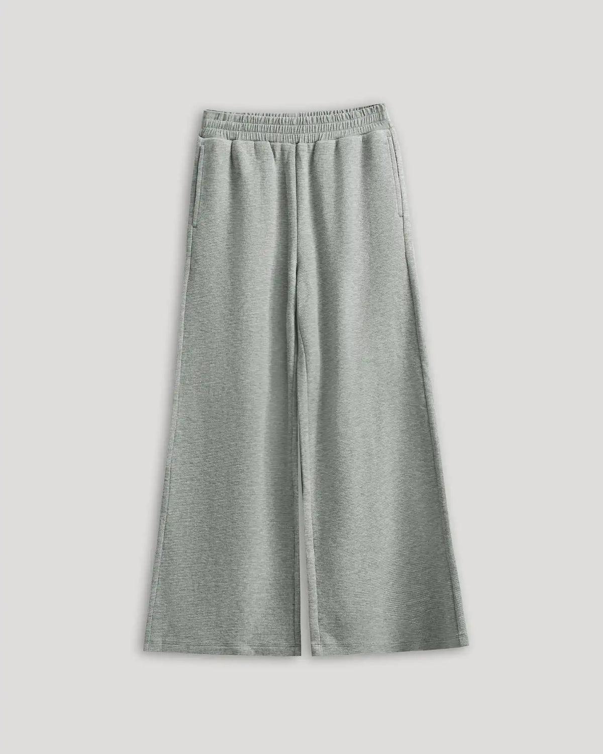 Girls Heather Gray Waffle Wide Leg Pants