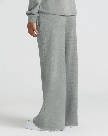 Girls Heather Gray Waffle Wide Leg Pants