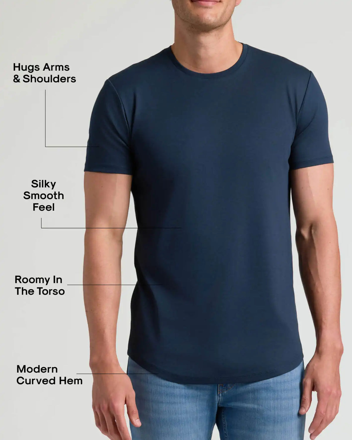 Tall Pima Cotton Blend Curved Hem Crew 4-Pack