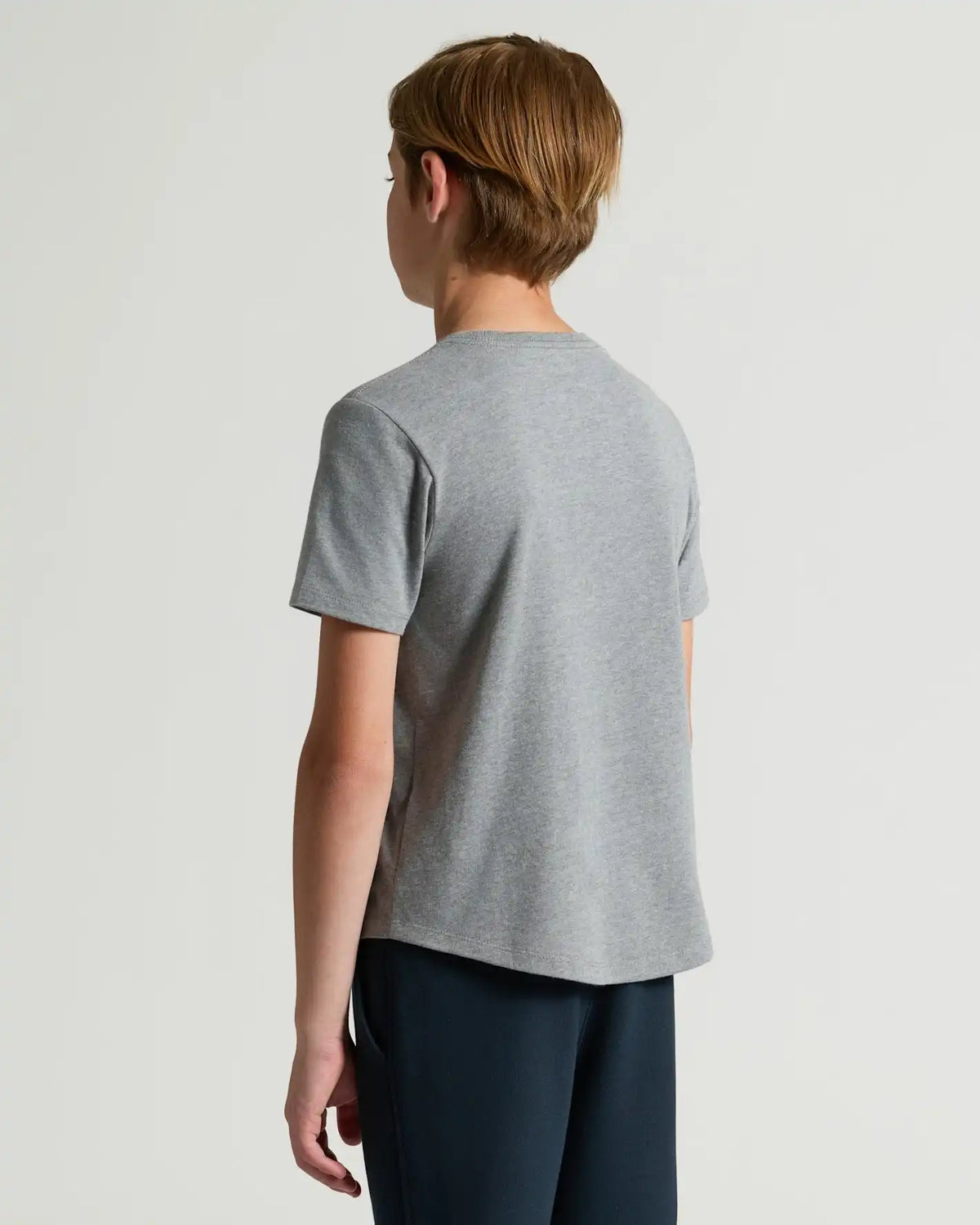 Boys' Heather Gray Classic Curved Hem Crew Neck