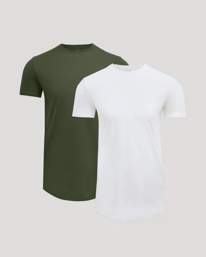 Tall Pima Cotton Blend Curved Hem Crew 2-Pack