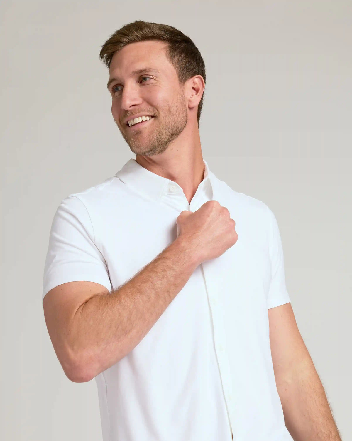 White Short Sleeve Comfort Knit Shirt