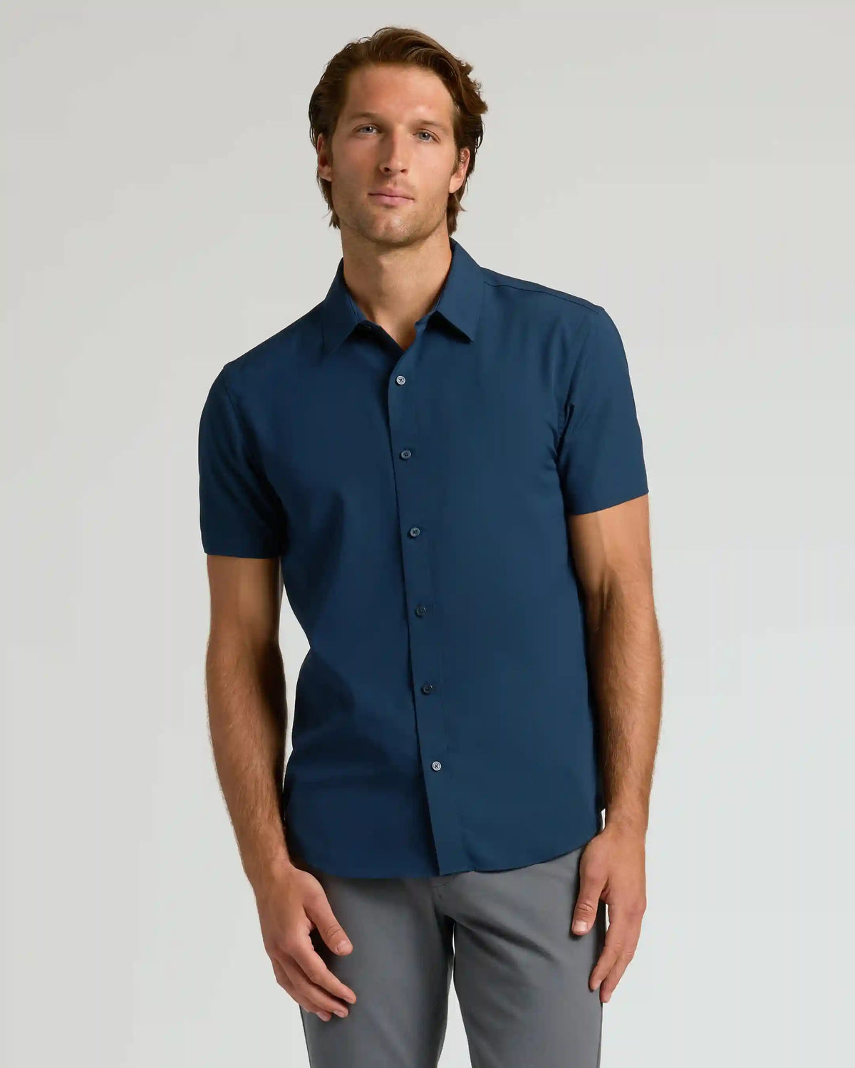White & Navy Short Sleeve Performance Dress Shirt 2-Pack