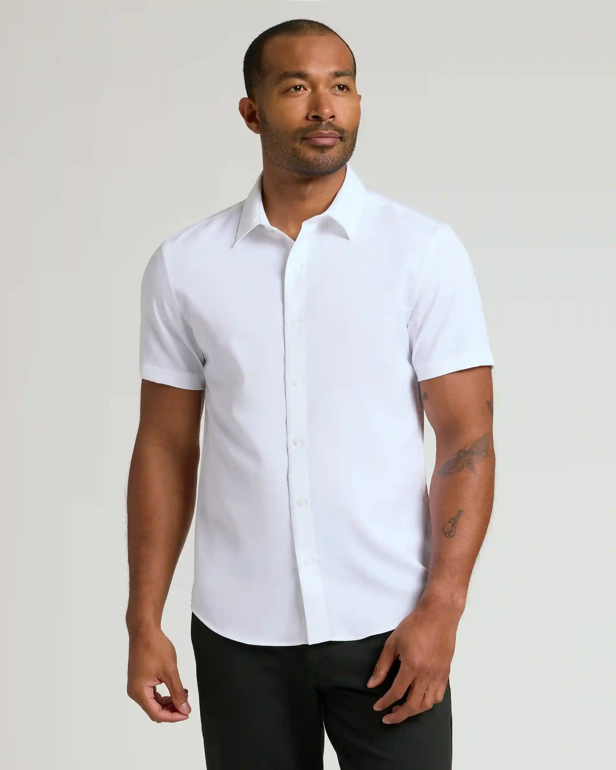 White & Navy Short Sleeve Performance Dress Shirt 2-Pack