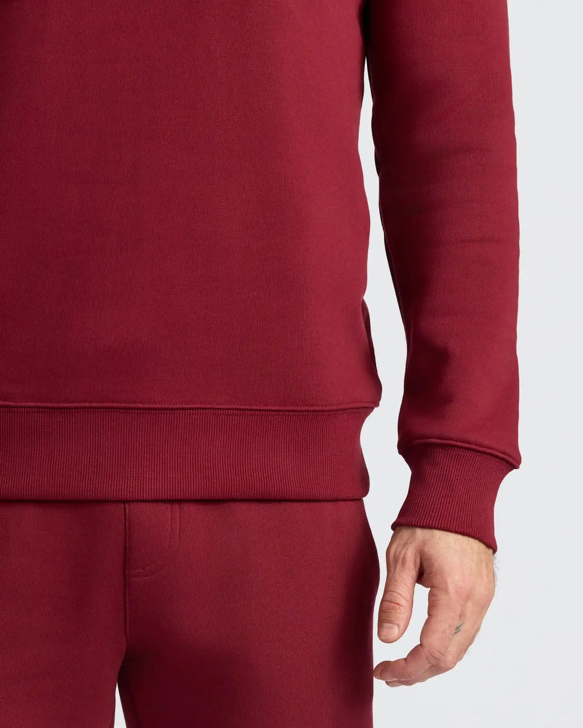 Dark Maroon Fleece French Terry Pullover Crew Neck