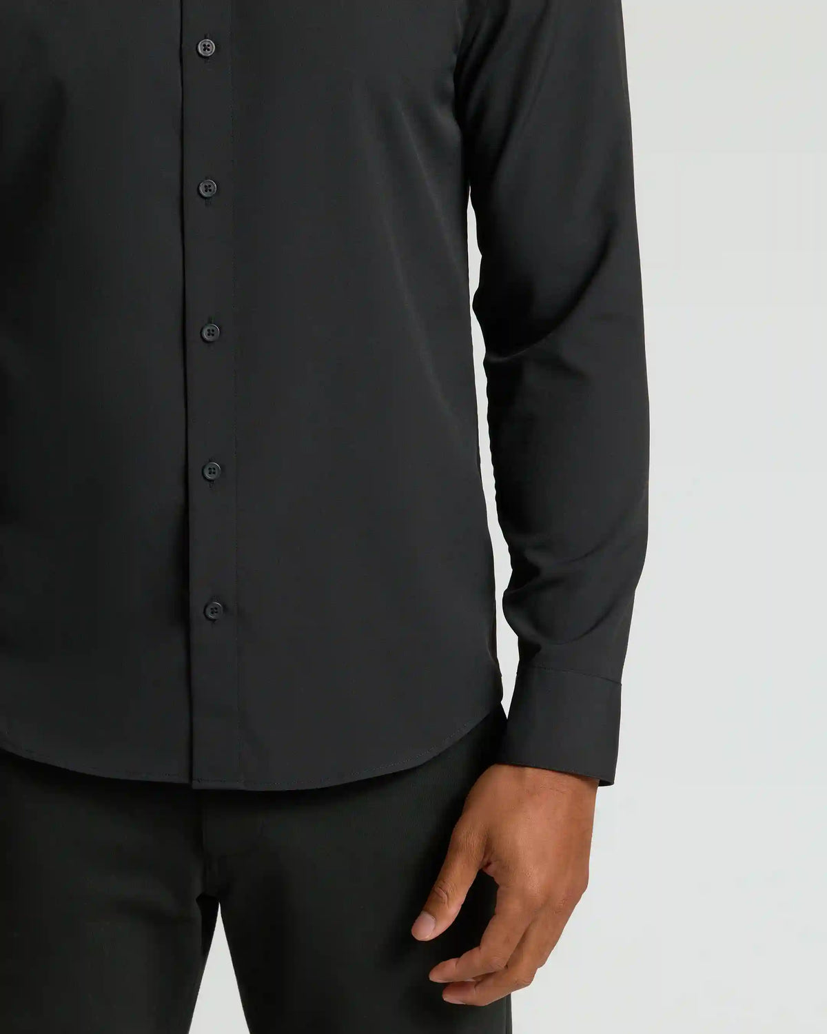 Black Performance Long Sleeve Dress Shirt