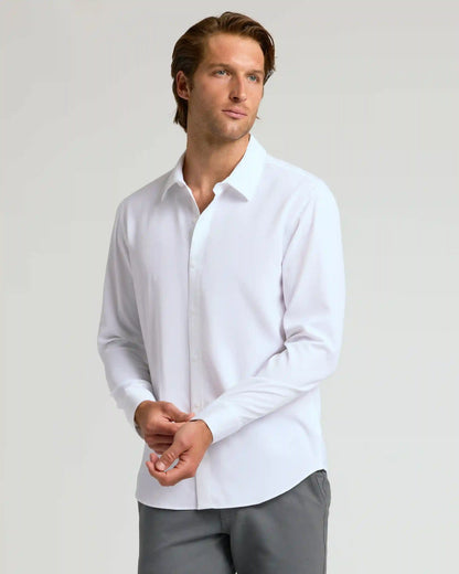 White & Navy Long Sleeve Performance Dress Shirt 2-Pack