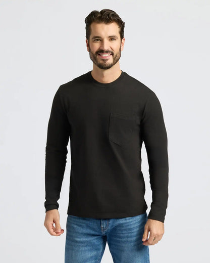 Black Heavyweight Long Sleeve Pocket Crew 4-Pack