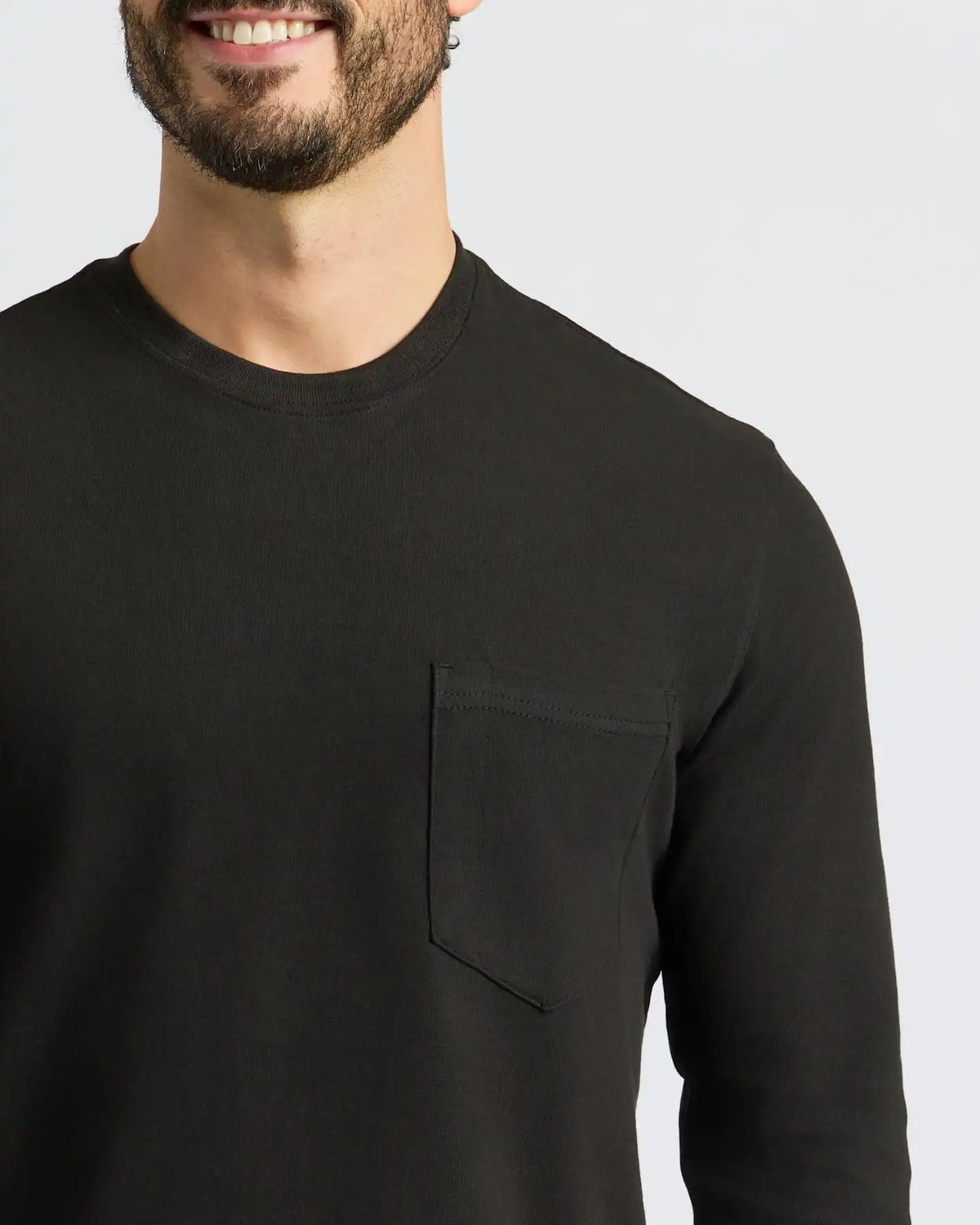 Black Heavyweight Long Sleeve Pocket Crew 4-Pack