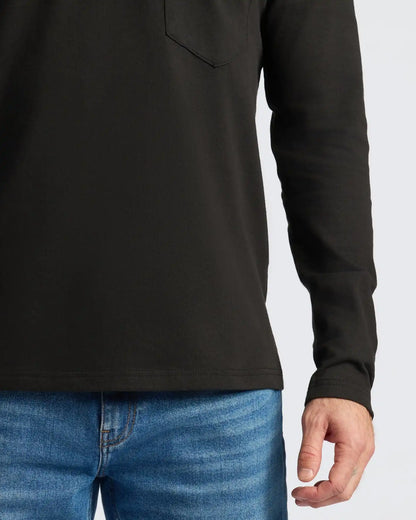 Black Heavyweight Long Sleeve Pocket Crew 4-Pack