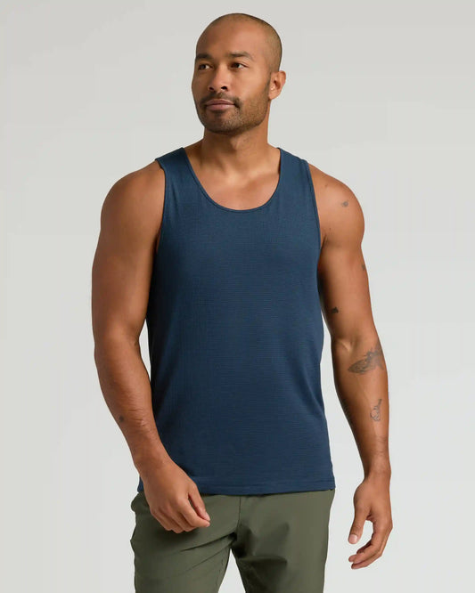 Navy Sleeveless Active Mesh Tank