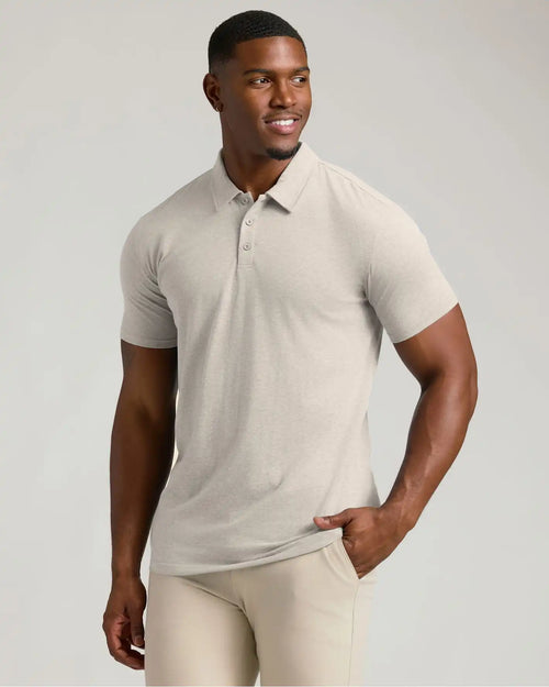 Oatmeal Short Sleeve Tall Polo