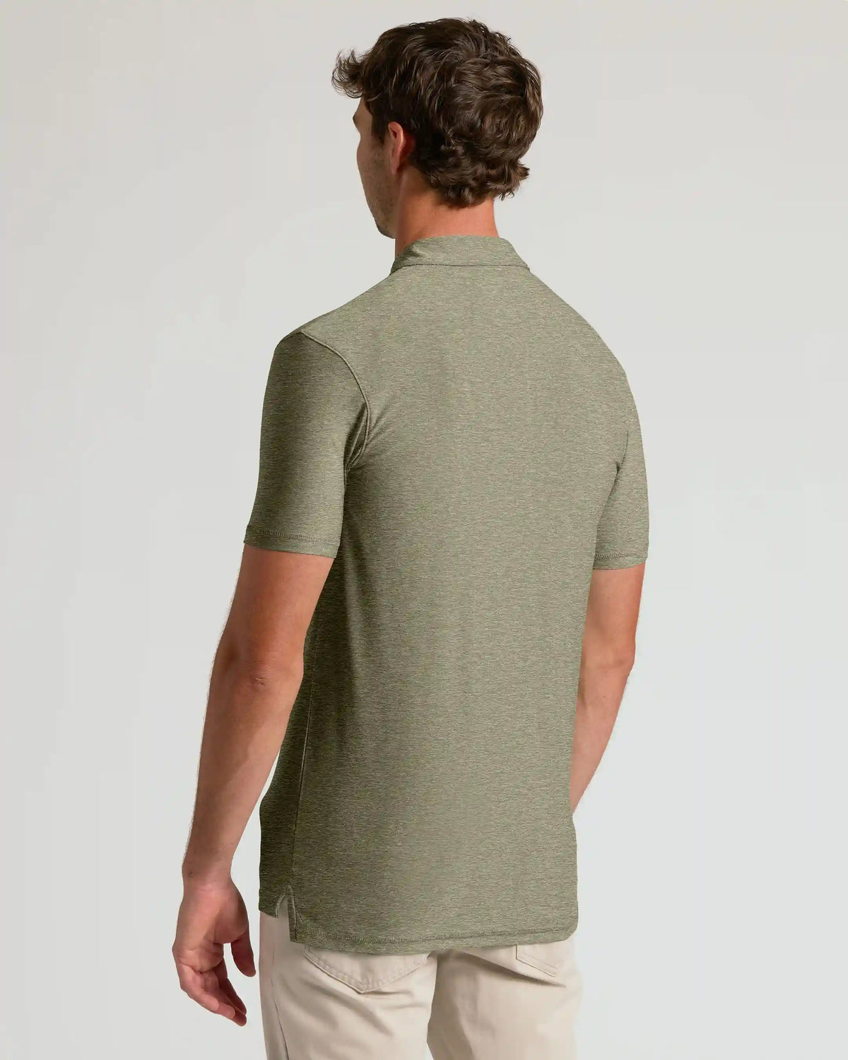 Heather Military Green Short Sleeve Tall Active Polo