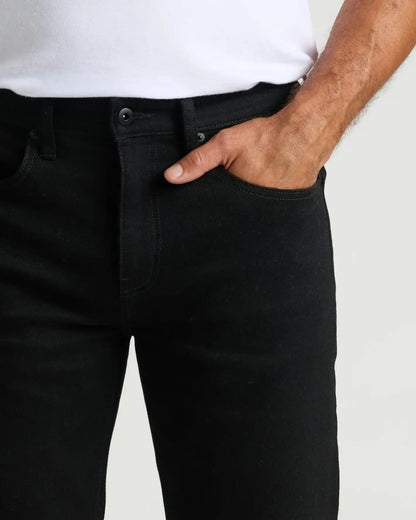 Black Wash Straight Authentic Denim Jeans