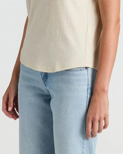 Womens Oatmeal Slub Scoop Neck Tee