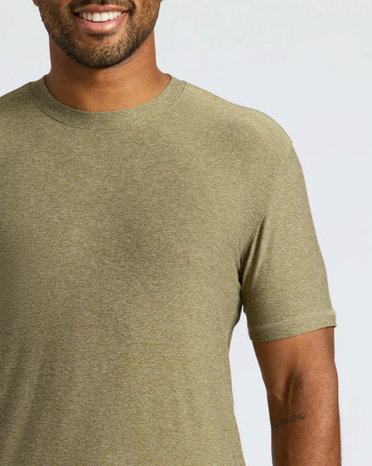 Heather Military Green Active Crew Neck Tee